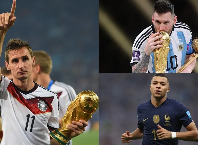World Cup all-time top scorer Miroslav Klose celebrating a goal for Germany