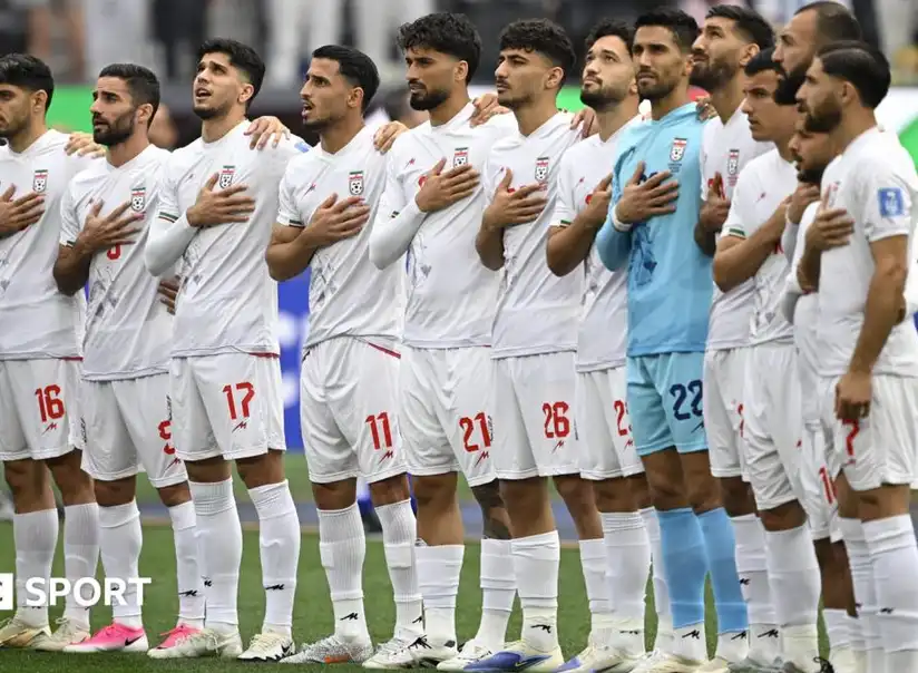 Iran national football team players during 2026 World Cup Group G match