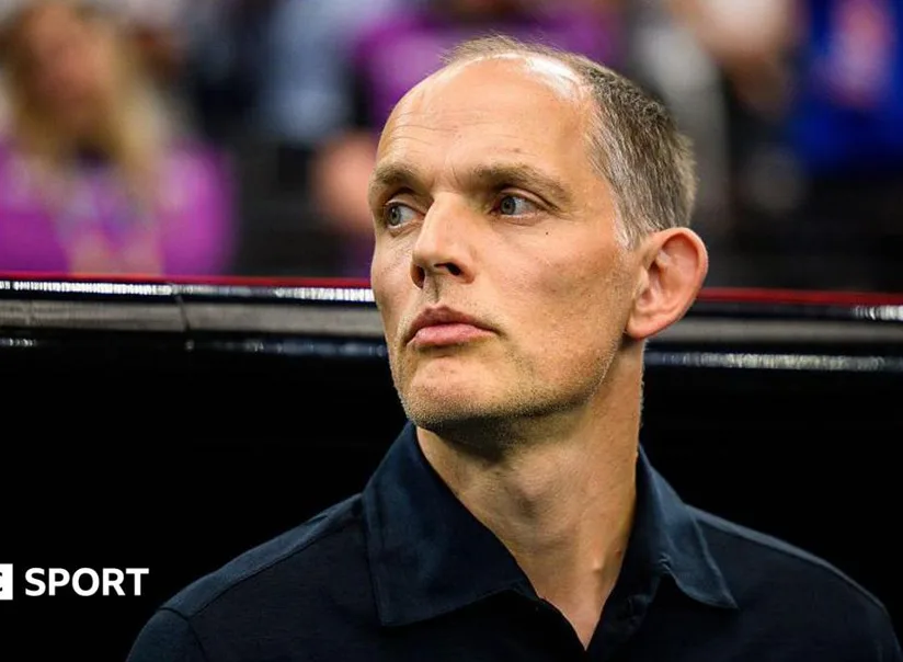 Thomas Tuchel directing the England team from the touchline