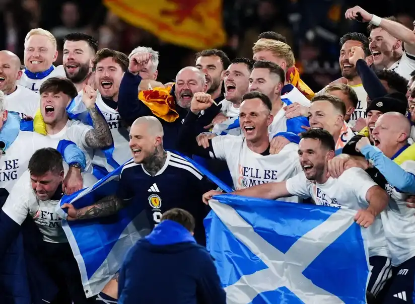 Scotland players celebrating victory at the 2026 FIFA World Cup
